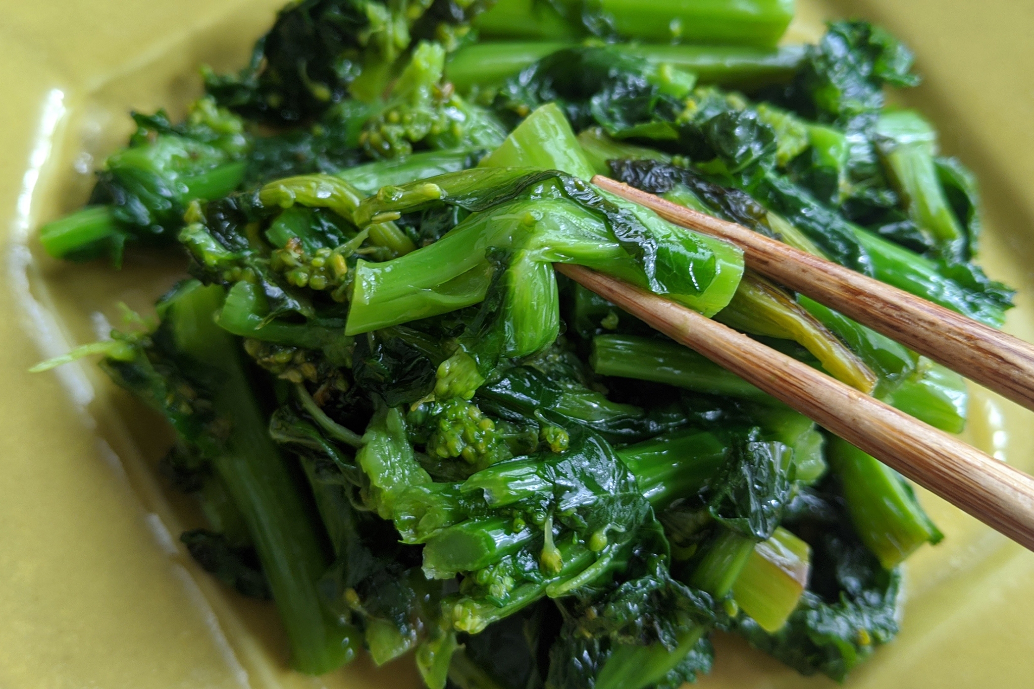 菜の花のオイル蒸し 菜の花と干し小エビのスープ アイスム